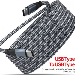 EPXEE USB cables for cellphones，USB C to USB C Cable (6ft, 60W, 1Pack) Nylon Braided 3A Fast Charging USB Type C Charger Cord Compatible with MacBook Pro 2021, iPad Pro 2021, Samsung Galaxy S22, Switch, Pixel (Grey)