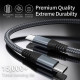 EPXEE USB cables for cellphones，USB C to USB C Cable (6ft, 60W, 1Pack) Nylon Braided 3A Fast Charging USB Type C Charger Cord Compatible with MacBook Pro 2021, iPad Pro 2021, Samsung Galaxy S22, Switch, Pixel (Grey)