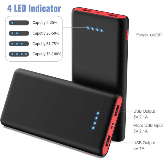 Epxee Cell phone battery chargers，Portable Charger Power Bank 25800mAh, Ultra-High Capacity Fast Phone Charging with Newest Intelligent Controlling IC, 2 USB Port External Cell Phone Battery Pack Compatible with iPhone,Android etc