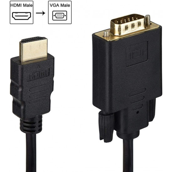 Epxee Computer cables ，HDMI to VGA cable , Epxee Gold-Plated HDMI to VGA 6 Feet Cable (Male to Male) Compatible for Computer, Desktop, Laptop, PC, Monitor, Projector, HDTV, Raspberry Pi, Roku, Xbox and More